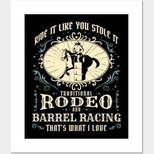 Western Movie Rodeo and Barrel Racing  Style Poster Posters and Art